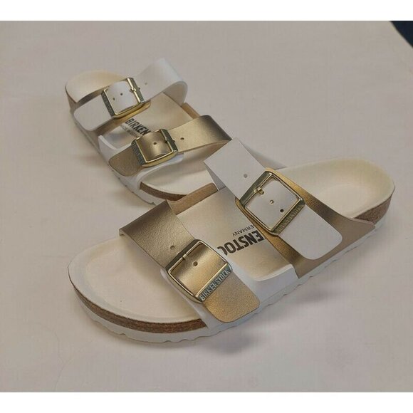 Birkenstock Arizona Split Birko-Flor Womens Size 5 Sandals Gold White EU 36 - Picture 5 of 9
